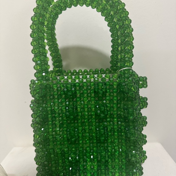 Handcrafted Emerald Pearl Beaded Mini Bag - Picture 4 of 8